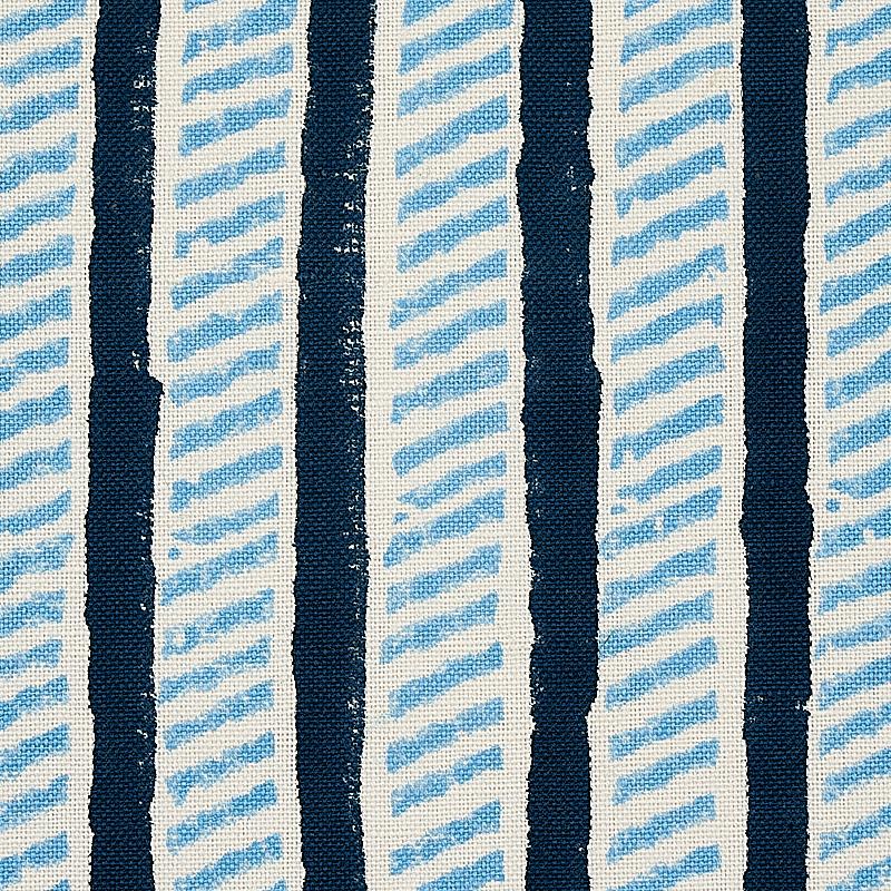 Schumacher Garden Path Hand Block Print Midnight & Sky Fabric