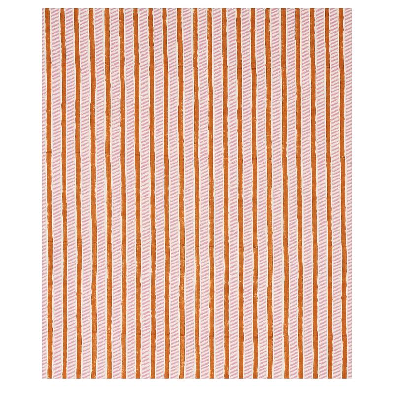 Schumacher Garden Path Hand Block Print Copper & Rose Fabric