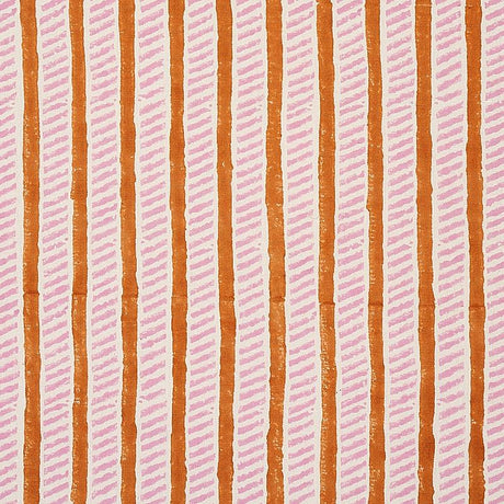 Schumacher Garden Path Hand Block Print Copper & Rose Fabric