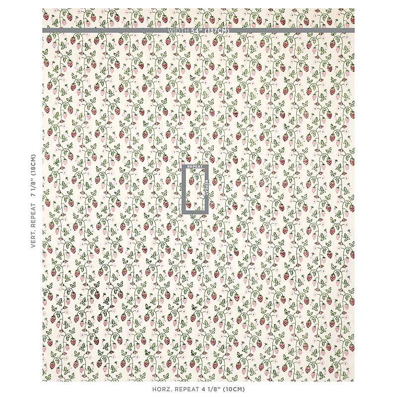Schumacher Strawberry Hand Block Print Grass Fabric