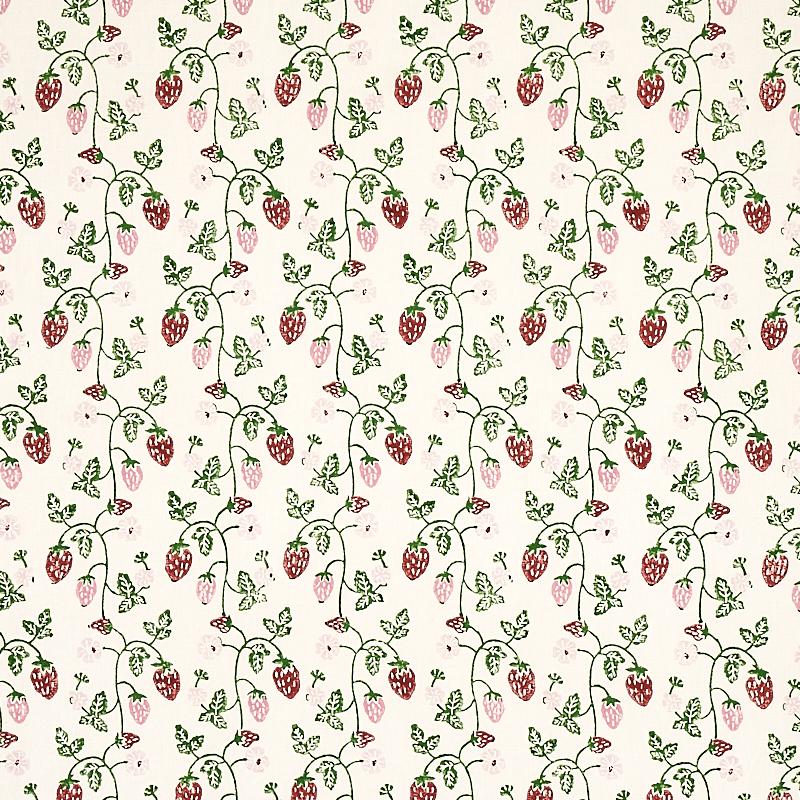 Schumacher Strawberry Hand Block Print Grass Fabric