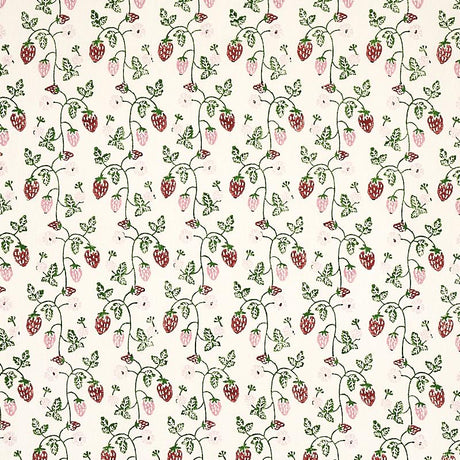 Schumacher Strawberry Hand Block Print Grass Fabric