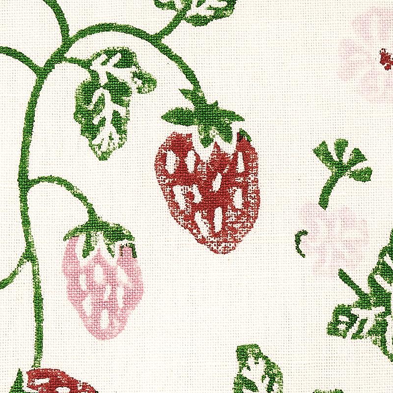 Schumacher Strawberry Hand Block Print Grass Fabric