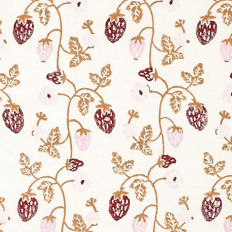 Schumacher Strawberry Hand Block Print Copper Fabric