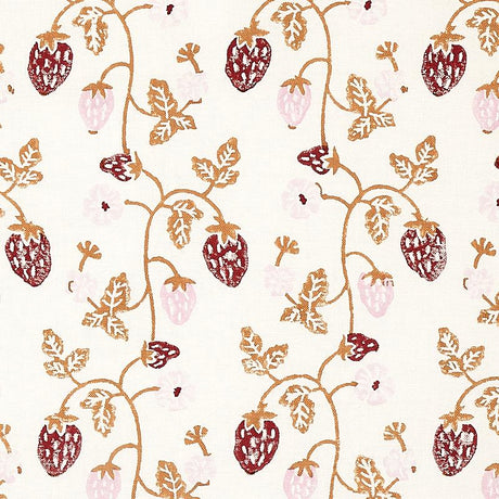 Schumacher Strawberry Hand Block Print Copper Fabric