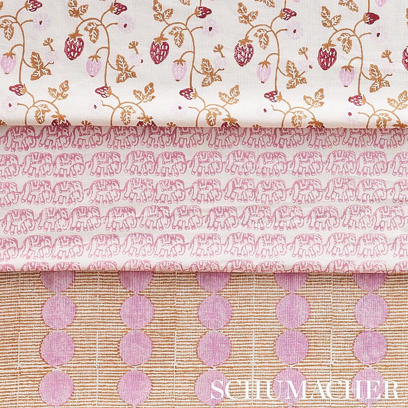 Schumacher Sun Rise Hand Block Print Rose & Copper Fabric