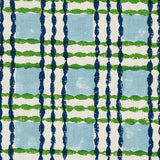 Schumacher Trellis Hand Block Print Sky & Grass Fabric