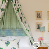 Schumacher Trellis Hand Block Print Sky & Grass Fabric