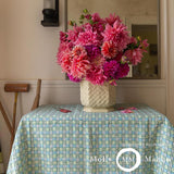 Schumacher Trellis Hand Block Print Sky & Grass Fabric