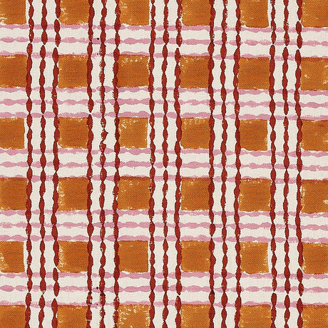 Schumacher Trellis Hand Block Print Copper & Rose Fabric