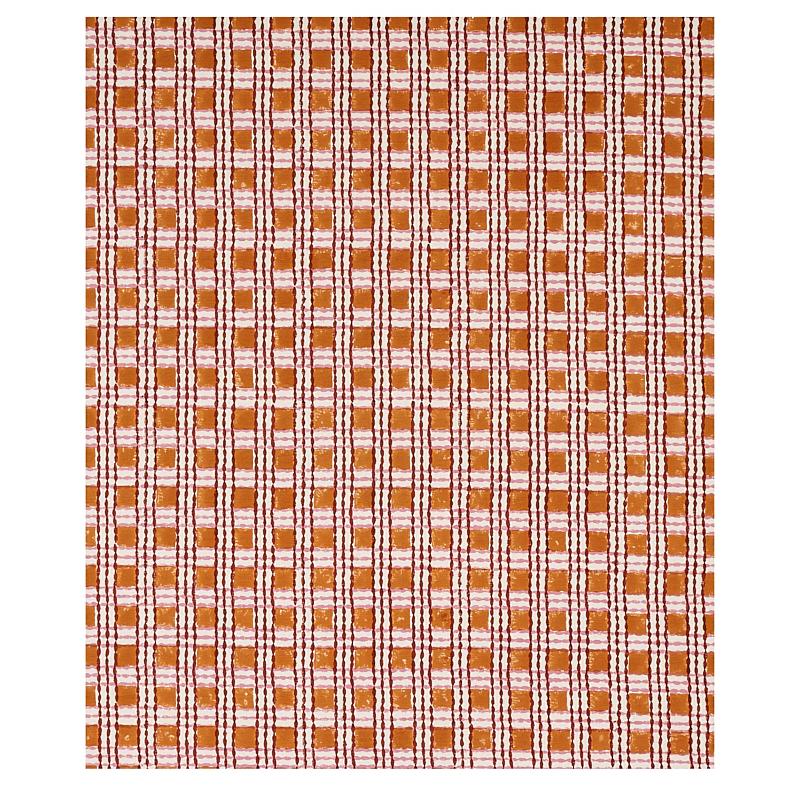 Schumacher Trellis Hand Block Print Copper & Rose Fabric