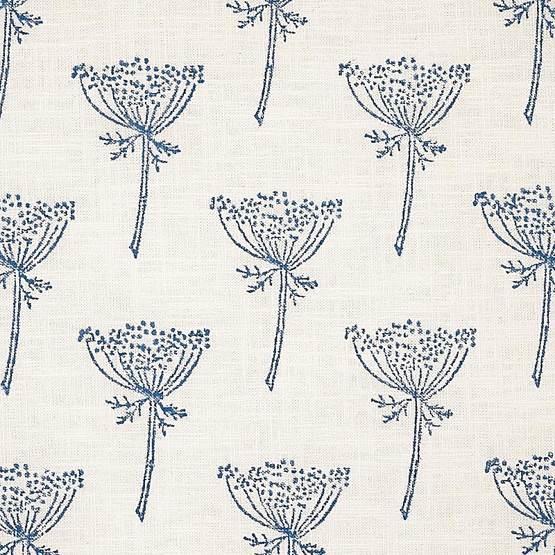 Schumacher Wild Carrot Hand Block Print Indigo Fabric