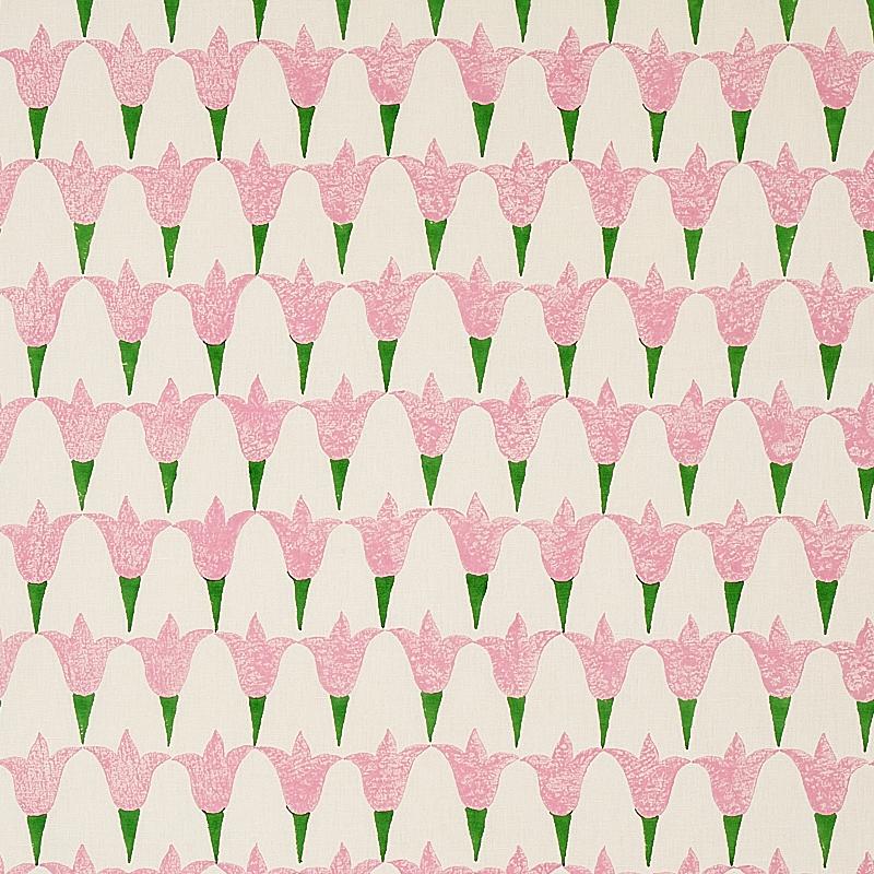 Schumacher Tulip Hand Block Rose & Grass Fabric