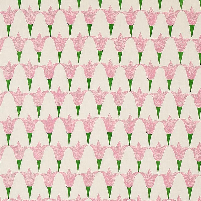 Schumacher Tulip Hand Block Rose & Grass Fabric