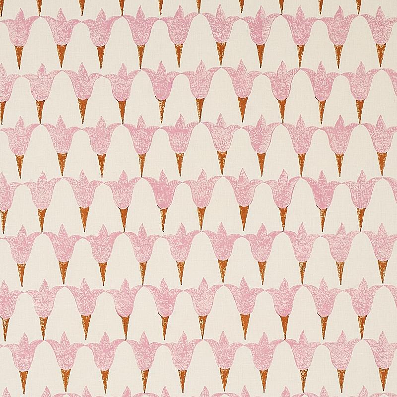 Schumacher Tulip Hand Block Rose & Copper Fabric