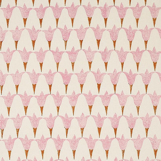 Schumacher Tulip Hand Block Rose & Copper Fabric
