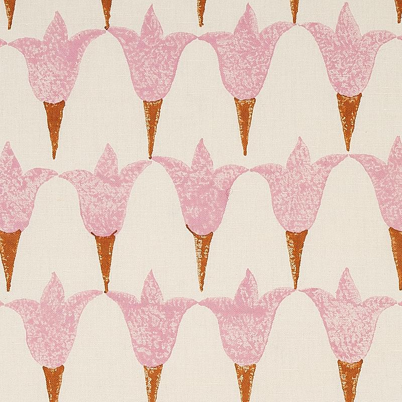 Schumacher Tulip Hand Block Rose & Copper Fabric