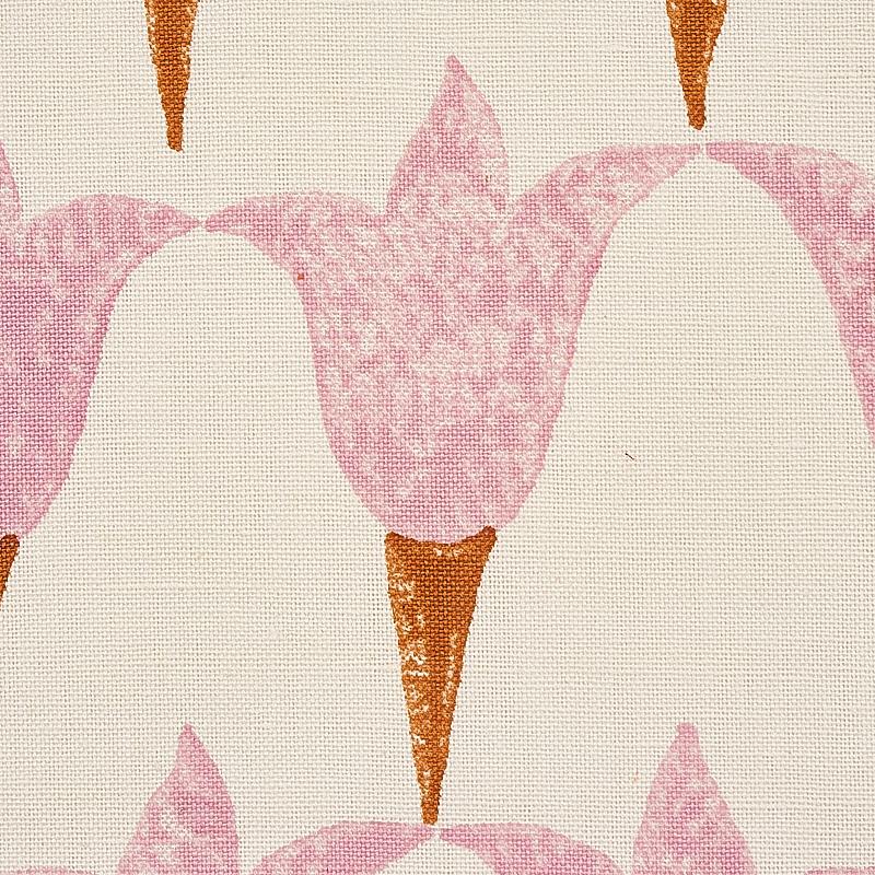 Schumacher Tulip Hand Block Rose & Copper Fabric