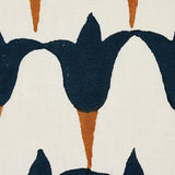 Schumacher Tulip Hand Block Midnight & Copper Fabric