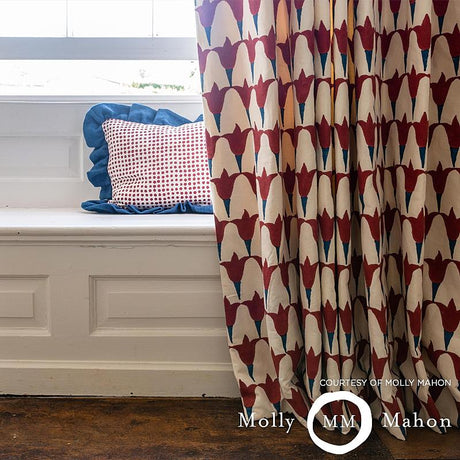 Schumacher Tulip Hand Block Iron & Indigo Fabric