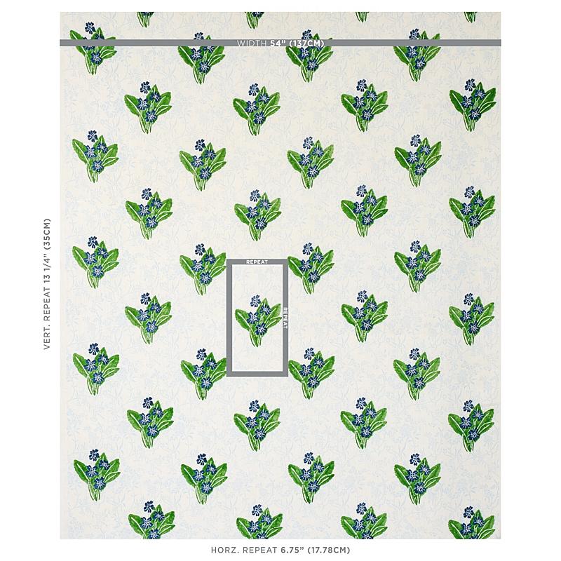 Schumacher Primrose Hand Block Grass & Sky Fabric