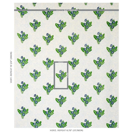 Schumacher Primrose Hand Block Grass & Sky Fabric