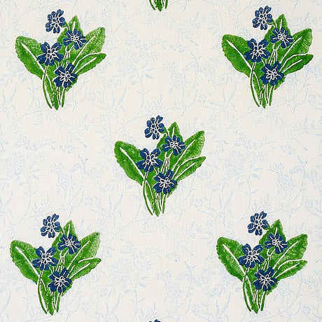 Schumacher Primrose Hand Block Grass & Sky Fabric