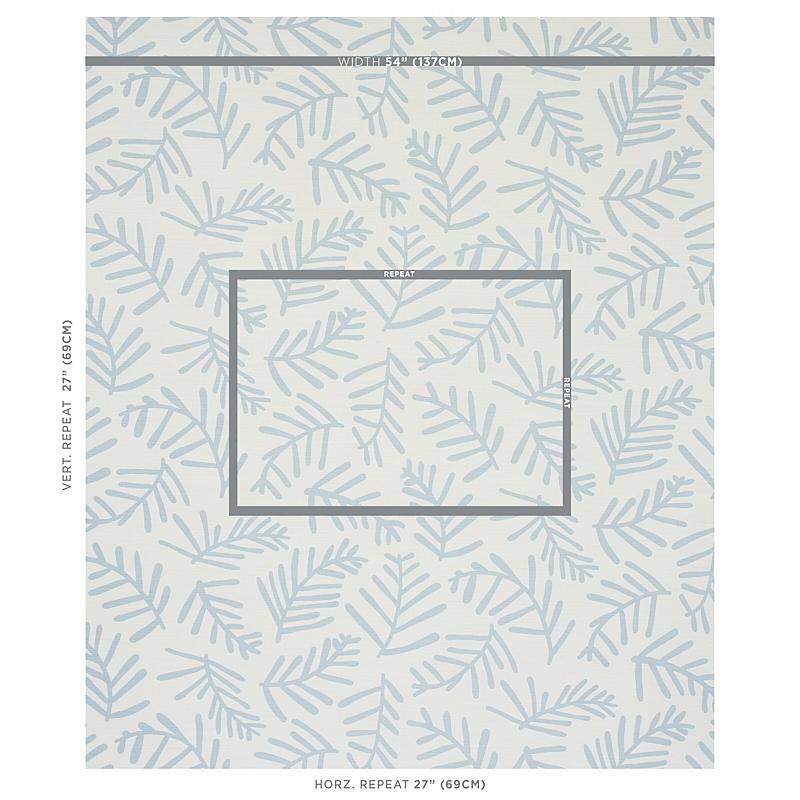 Schumacher Tiah Cove Blue Leaf Fabric