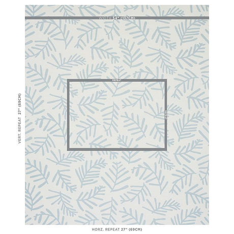 Schumacher Tiah Cove Blue Leaf Fabric