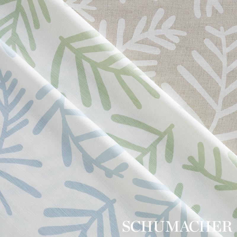 Schumacher Tiah Cove Blue Leaf Fabric