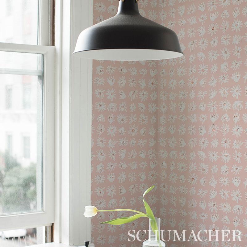 Schumacher Meadow Rock Blush Wallpaper