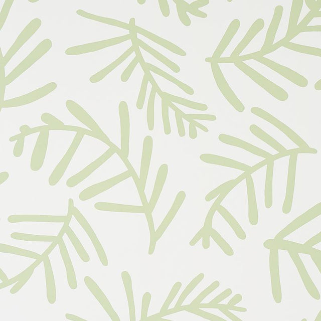 Schumacher Tiah Cove Sage Leaf Wallpaper