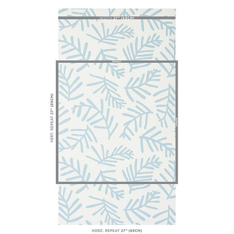 Schumacher Tiah Cove Blue Leaf Wallpaper