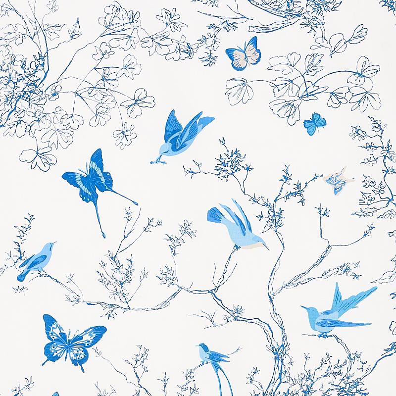 Schumacher Birds & Butterflies Porcelain Fabric