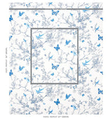 Schumacher Birds & Butterflies Porcelain Fabric