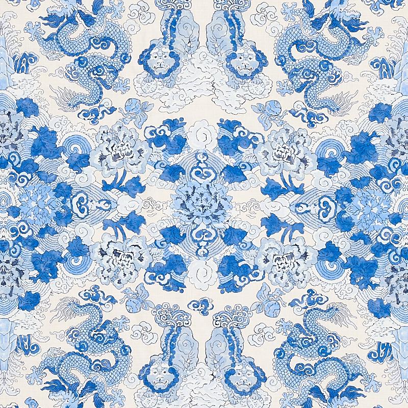 Schumacher Magic Mountain Dragon Porcelain Fabric