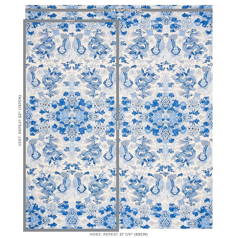 Schumacher Magic Mountain Dragon Porcelain Fabric