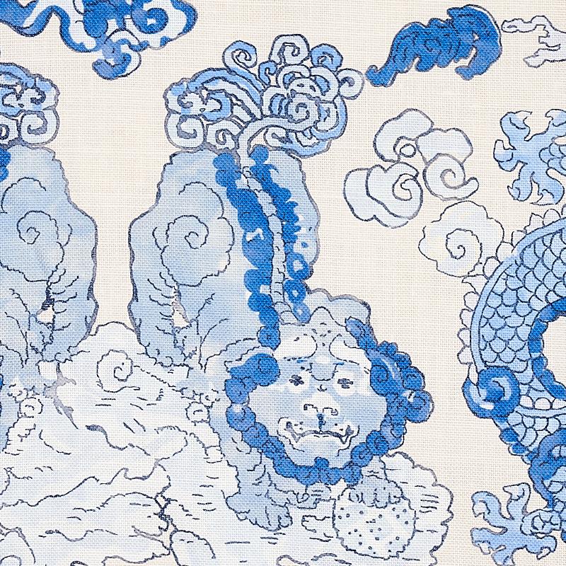 Schumacher Magic Mountain Dragon Porcelain Fabric