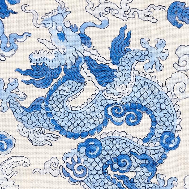 Schumacher Magic Mountain Dragon Porcelain Fabric