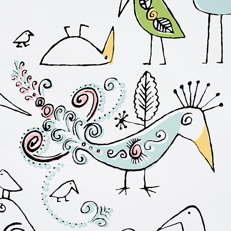 Schumacher Aviary Soft Multi Wallpaper