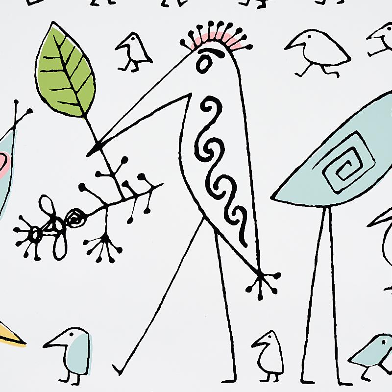 Schumacher Aviary Soft Multi Wallpaper