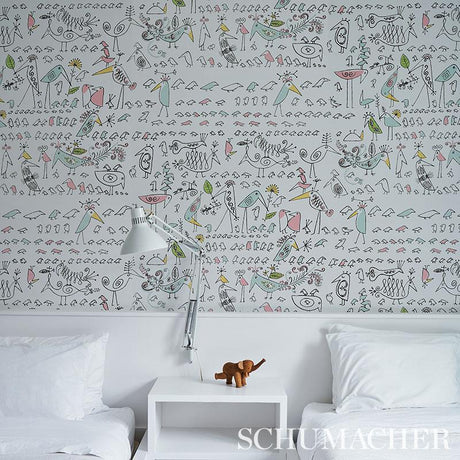 Schumacher Aviary Soft Multi Wallpaper