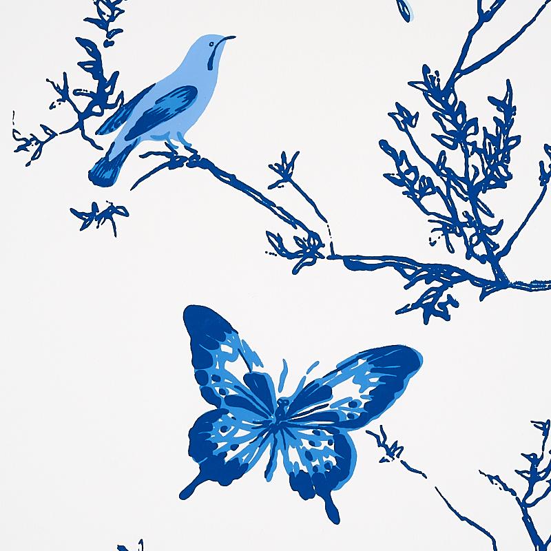 Schumacher Birds & Butterflies Porcelain Wallpaper