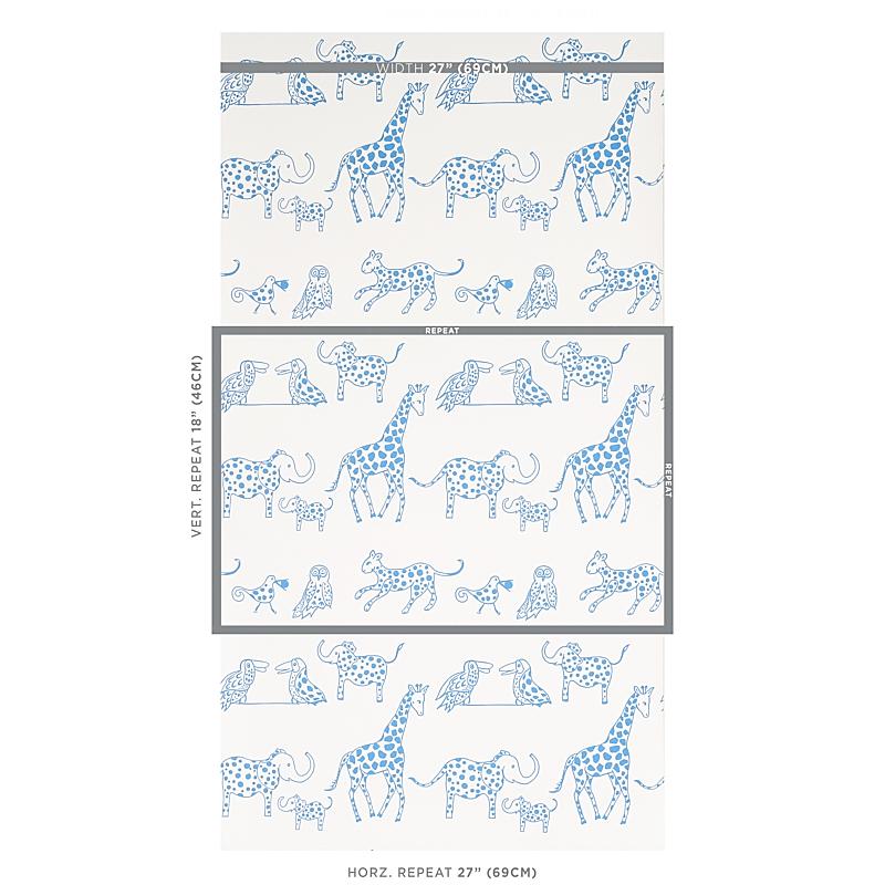 Schumacher Jungle Jubilee Blue Wallpaper