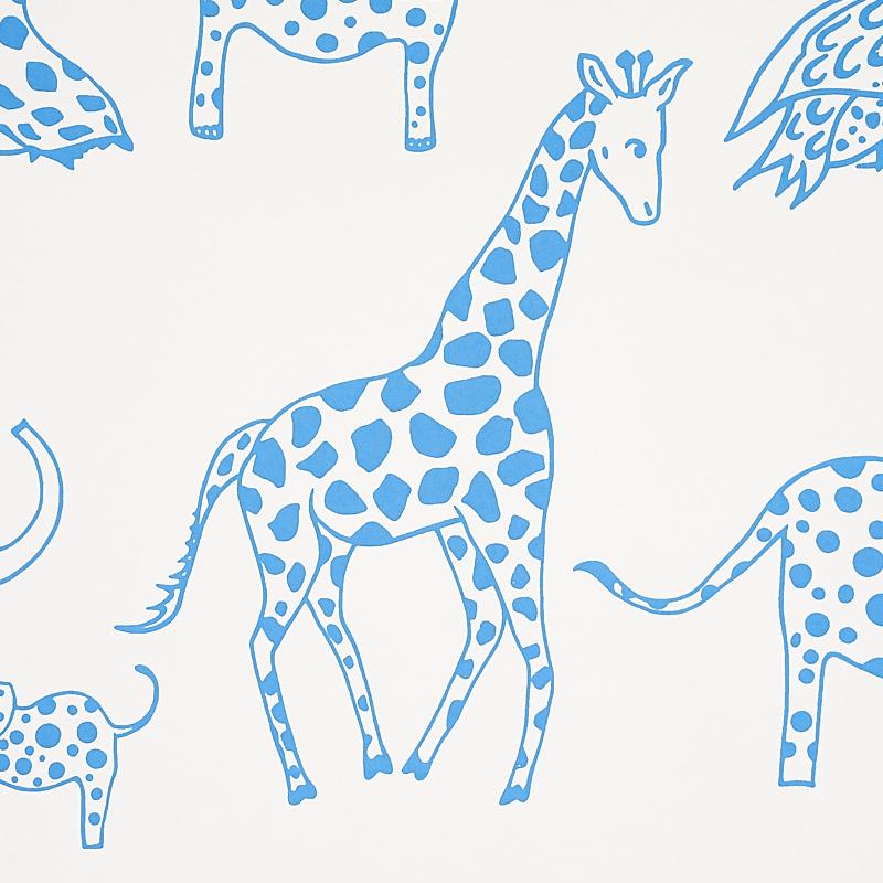 Schumacher Jungle Jubilee Blue Wallpaper