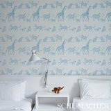 Schumacher Jungle Jubilee Blue Wallpaper