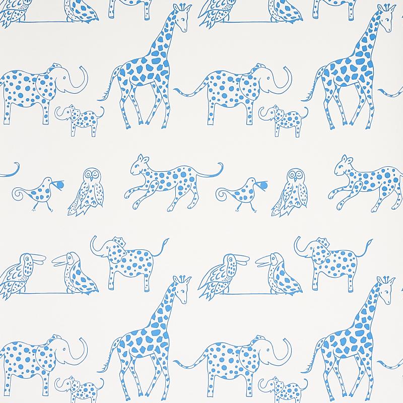 Schumacher Jungle Jubilee Blue Wallpaper