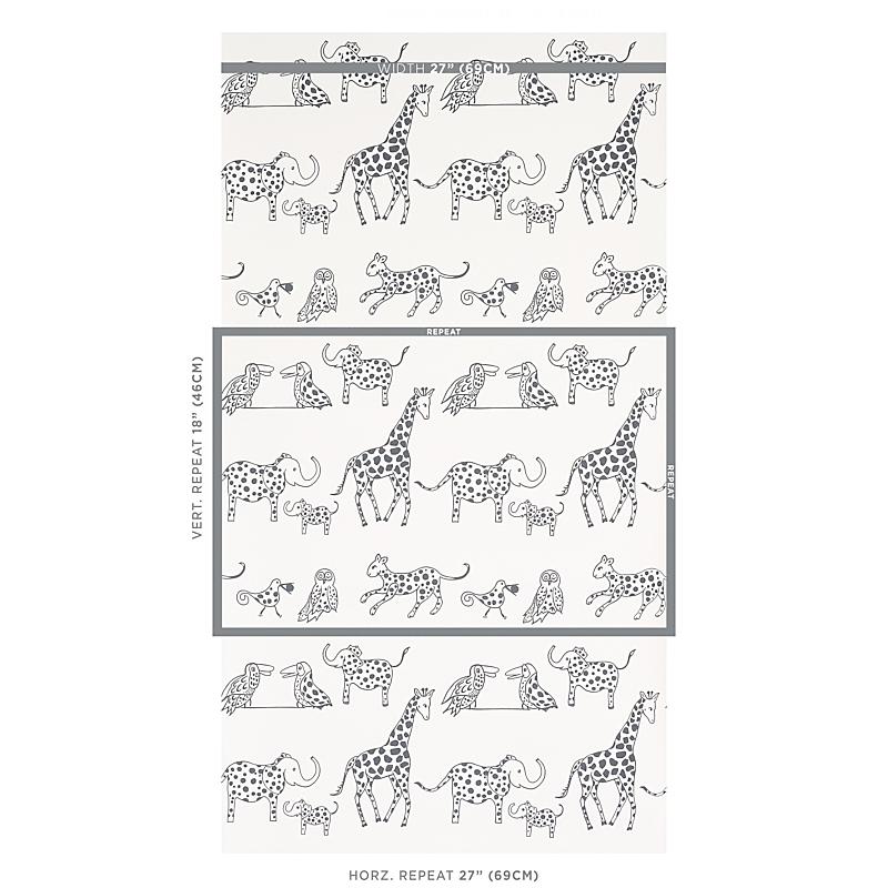 Schumacher Jungle Jubilee Charcoal Wallpaper