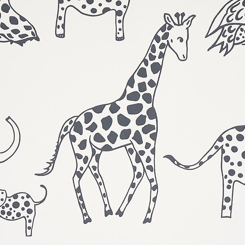 Schumacher Jungle Jubilee Charcoal Wallpaper