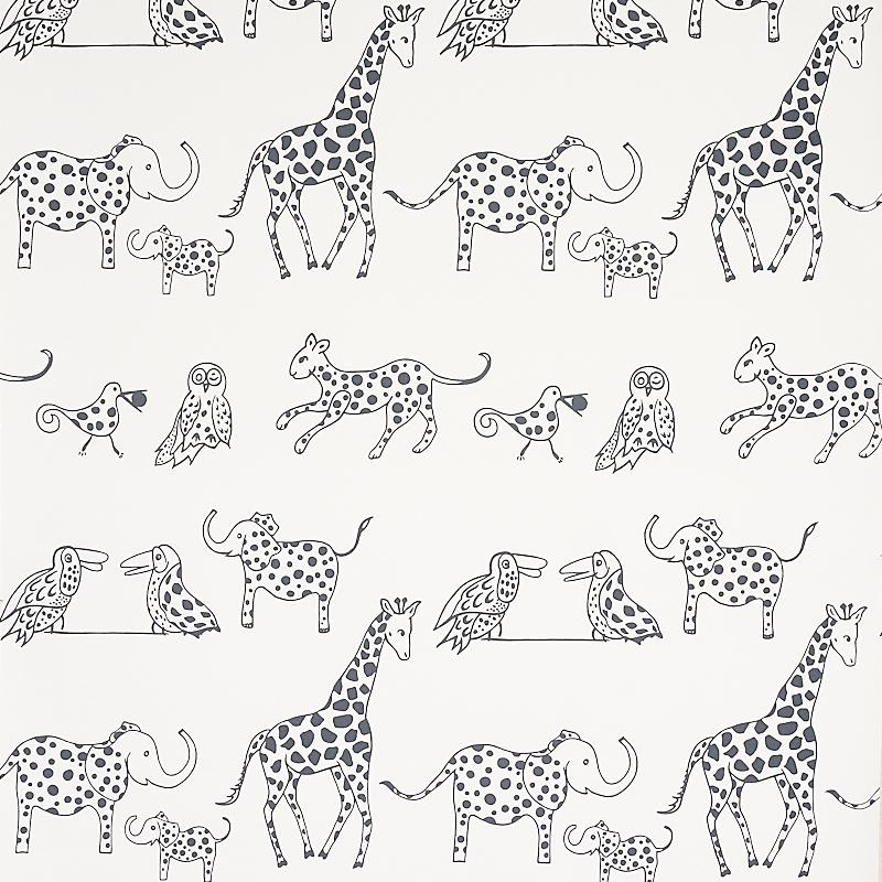 Schumacher Jungle Jubilee Charcoal Wallpaper
